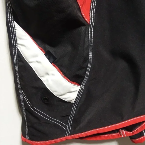 Quiksilver Board Shorts Swim Surf Red Black Accents‎ Men's Size 36 - Picture 9 of 10